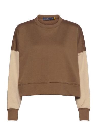 Color-Blocked Cropped Fleece Sweatshirt Brown Polo Ralph Lauren