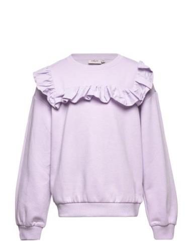 Kogofelia L/S Frill O-Neck Bo Swt Purple Kids Only