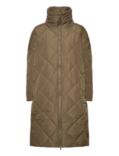 Alma Slit Quilted Jacket Green NORR