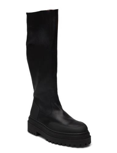 Slfasta New High Shafted Leather Boot B Black Selected Femme
