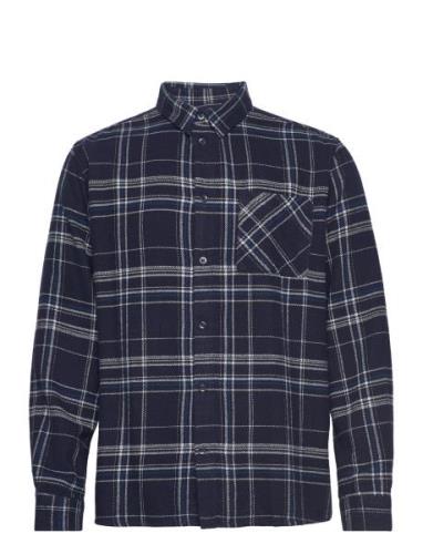 Light Flannel Checkered Relaxed Fit Navy Knowledge Cotton Apparel