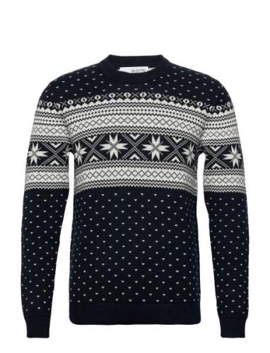 Slhclaus Ls Knit Crew Neck W Navy Selected Homme