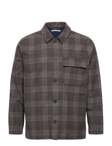 Clive Wool Shirt Patterned Wood Wood