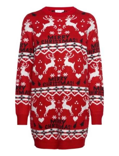 Vianna Reindeer Christmas Knit Dress/Ka Red Vila