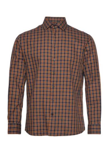 Slhregtimor Shirt Ls Cut Away Check Ex Brown Selected Homme