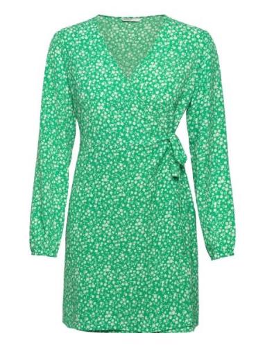 Onlnova Lux L/S Tia Wrap Dress Aop Ptm Green ONLY