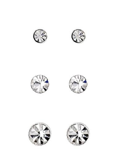 Millie Crystal Earrings, 3-In-1 Set, Silver-Plated Silver Pilgrim