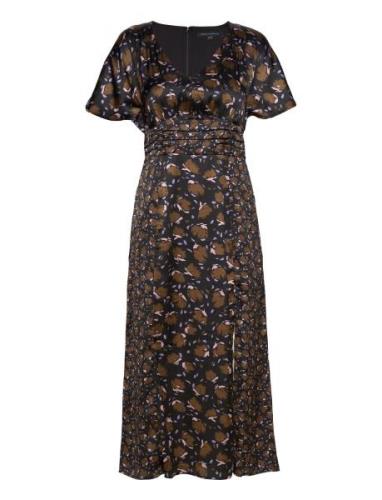 Ingrid Inu Sat Drape Midi Dres Patterned French Connection