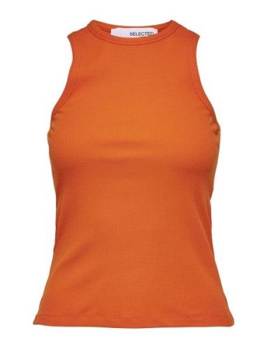 Slfanna O-Neck Tank Top Noos Orange Selected Femme
