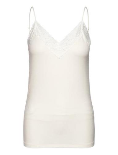 Slfmandy Rib Lace Singlet Noos White Selected Femme