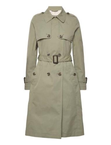 Double-Breasted Trench Coat With Belt Green Esprit Casual