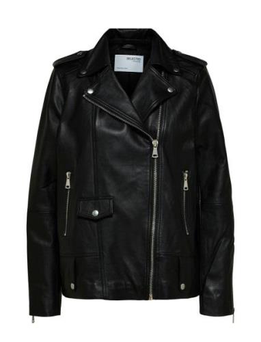 Slfmadison Leather Jacket B Noos Black Selected Femme