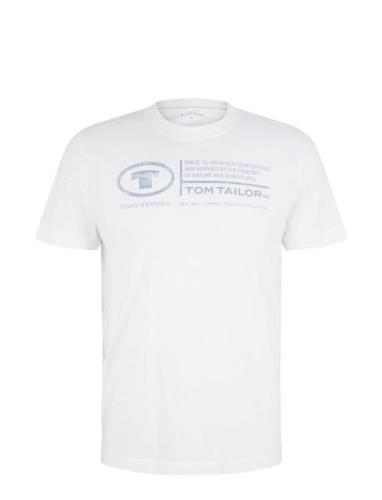 Printed Crewneck T-Shirt White Tom Tailor