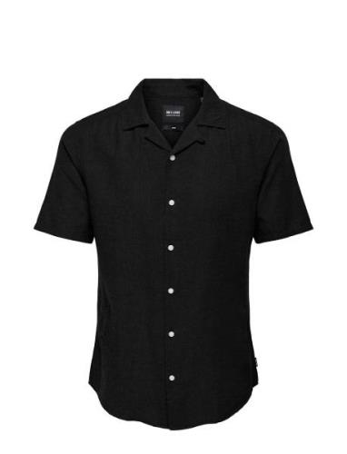 Onscaiden Ss Solid Resort Linen Shirt Black ONLY & SONS