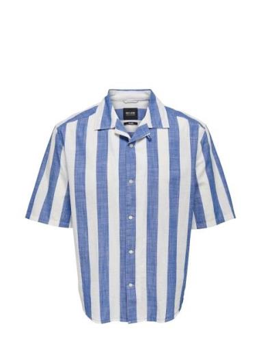 Onstes Rlx Ctn Slub Stripe Ss Shirt Blue ONLY & SONS