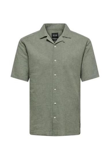 Onscaiden Ss Solid Resort Linen Shirt Green ONLY & SONS