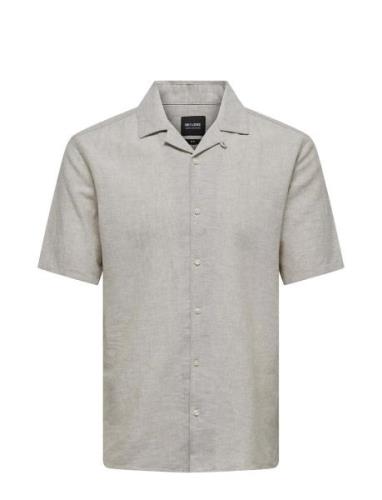 Onscaiden Ss Solid Resort Linen Shirt Grey ONLY & SONS