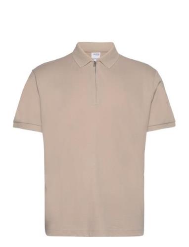 Slhfave Zip Ss Polo Noos Cream Selected Homme
