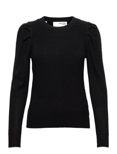 Slfisla Ls Knit O-Neck M Black Selected Femme