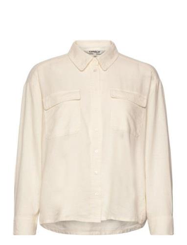 Onlcaro L/S Ovs Linen Bl Shirt Cc Pnt White ONLY