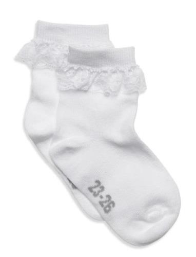 Ankle Sock W. Lace White Minymo