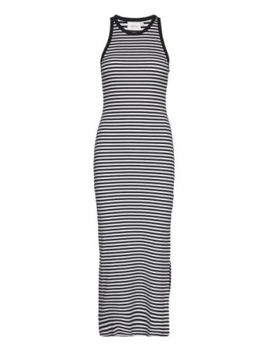 Drewgz Striped Sl Long Dress Black Gestuz