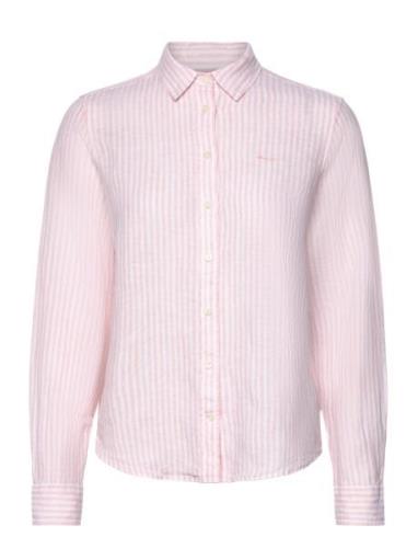 Reg Linen Stripe Shirt Pink GANT