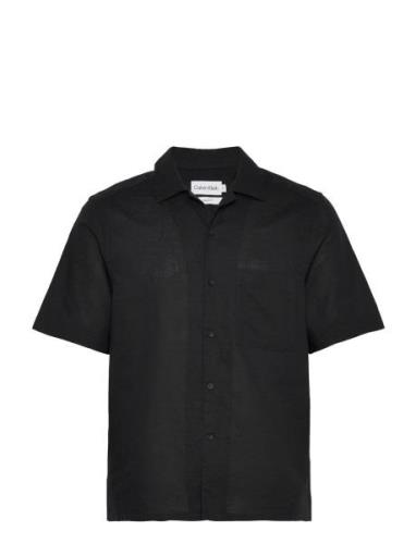 Linen Cotton Cuban S/S Shirt Black Calvin Klein