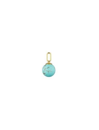 St Drop Charm 8Mm Gold Plated Blue Design Letters