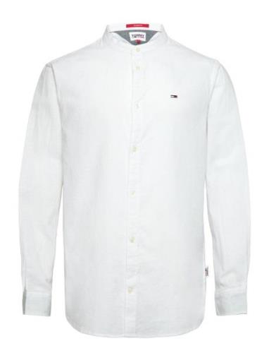 Tjm Clsc Mao Linen Blend Shirt White Tommy Jeans