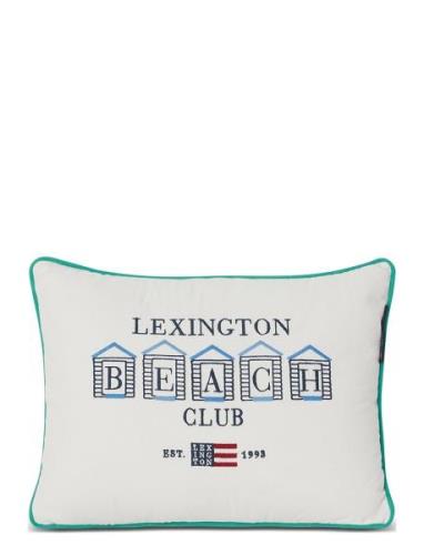 Beach Club Small Embroidered Organic Cotton Pillow White Lexington Hom...