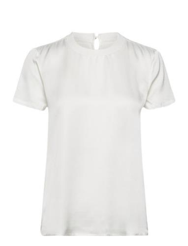 Short-Sleeve Satin Blouse White Esprit Collection