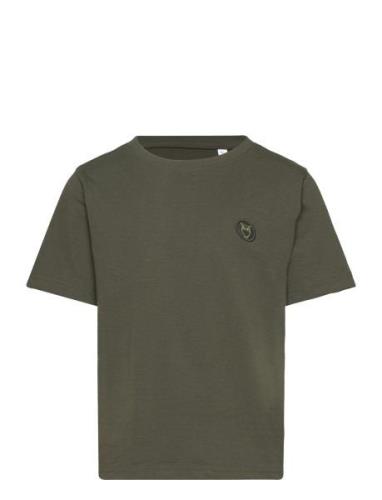 Regular Fit Badge T-Shirt - Gots/Ve Khaki Knowledge Cotton Apparel
