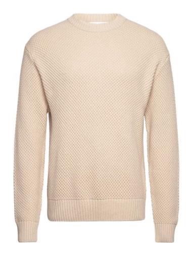 Slhbert Relaxed Ls Knit Stu Crew Neck W Beige Selected Homme