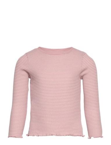 Long-Sleeved Knitted T-Shirt Pink Mango