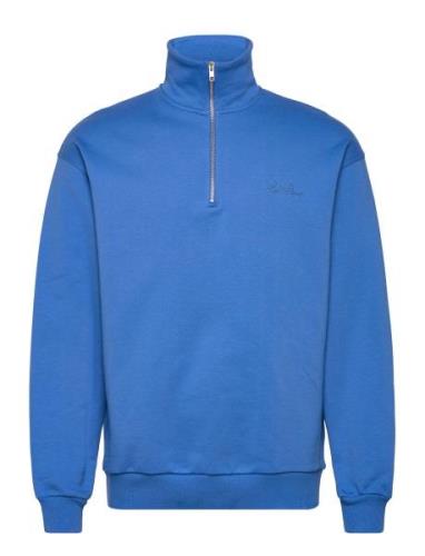 Crew Half-Zip Sweatshirt Blue Les Deux