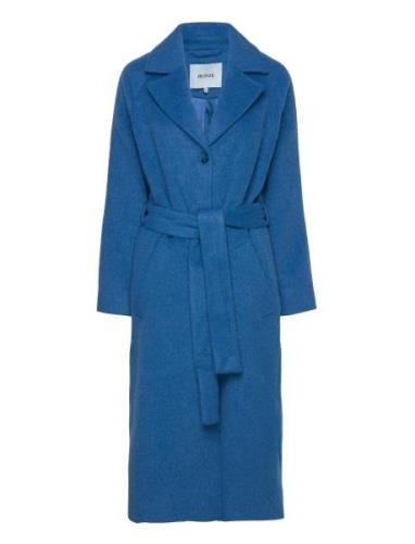 Msgloria Wool Belted Coat Blue Minus