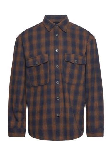 Slhloosemason-Flannel Overshirt Noos Brown Selected Homme