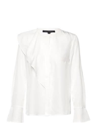 Crepe Light Asymm Frill Shirt White French Connection