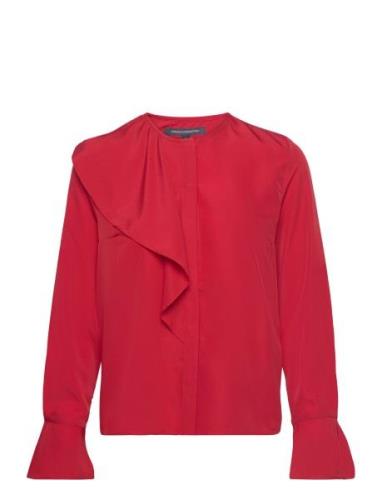 Crepe Light Asymm Frill Shirt Red French Connection