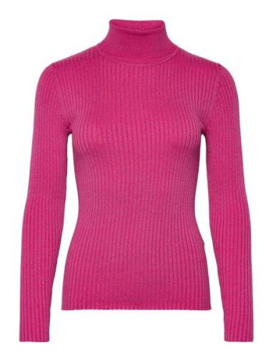 Slflydia Ls Knit Rollneck Lurex B Pink Selected Femme