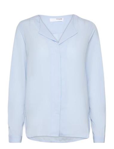 Slfsim -Dynella Ls Shirt O Blue Selected Femme