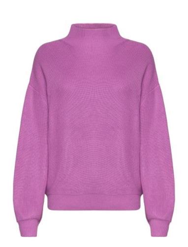 Knit Mock Neck Pullover Purple Tom Tailor