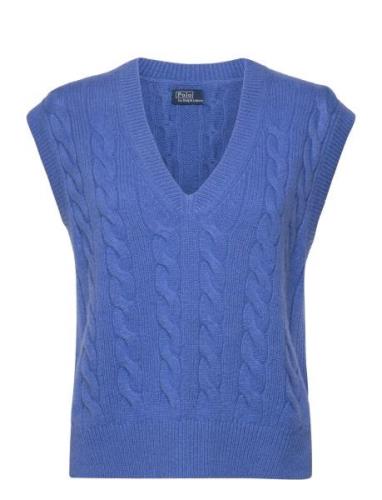 Cable Wool-Cashmere V-Neck Sweater Vest Blue Polo Ralph Lauren