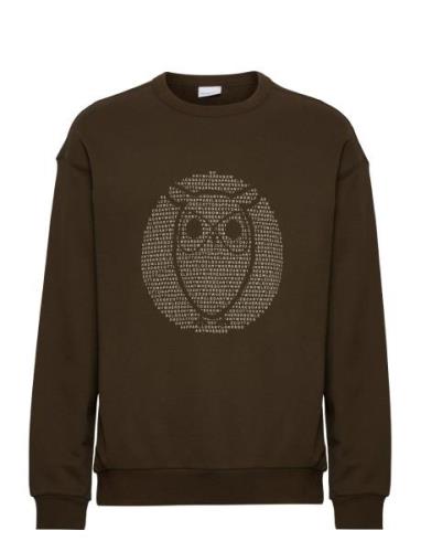 Loose Fit Sweat With Owl Print - Go Khaki Knowledge Cotton Apparel