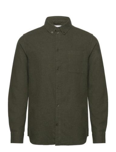 Regular Fit Melangé Flannel Shirt - Green Knowledge Cotton Apparel