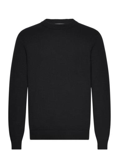 Slhdane Ls Knit Structure Crew Neck Noos Black Selected Homme