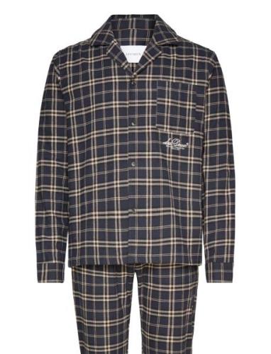 Ludwig Flannel Pyjama Shirt & Pants Navy Les Deux