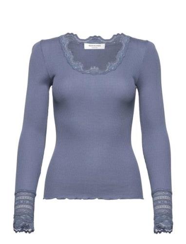 Rwbenita Ls O-Neck Lace Top Blue Rosemunde