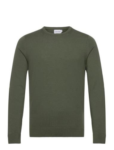 Superior Wool Crew Neck Sweater Green Calvin Klein